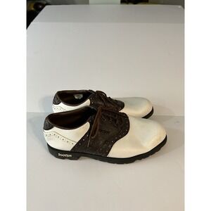Footjoy Men's 9 1/2 Wide Brown/White‎ Oxford Style Golf Shoes
